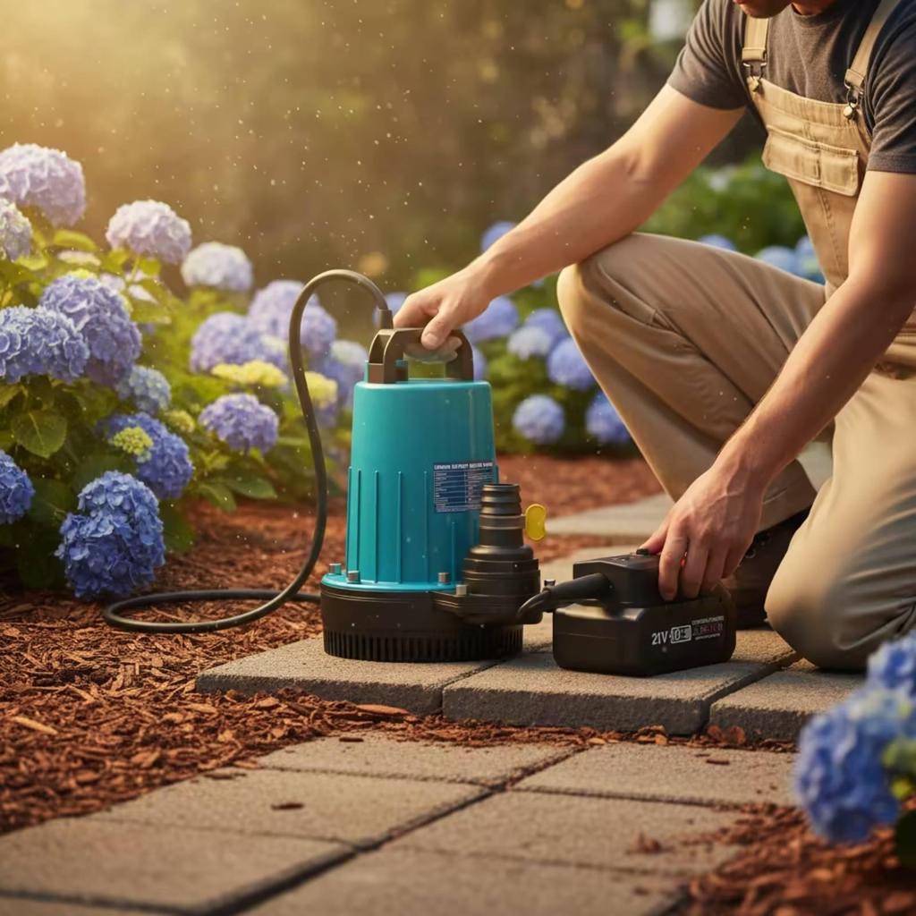 Submersible Water Pump with 21V Electric Cordless for Gardeners, Aquarium Hobbyists,