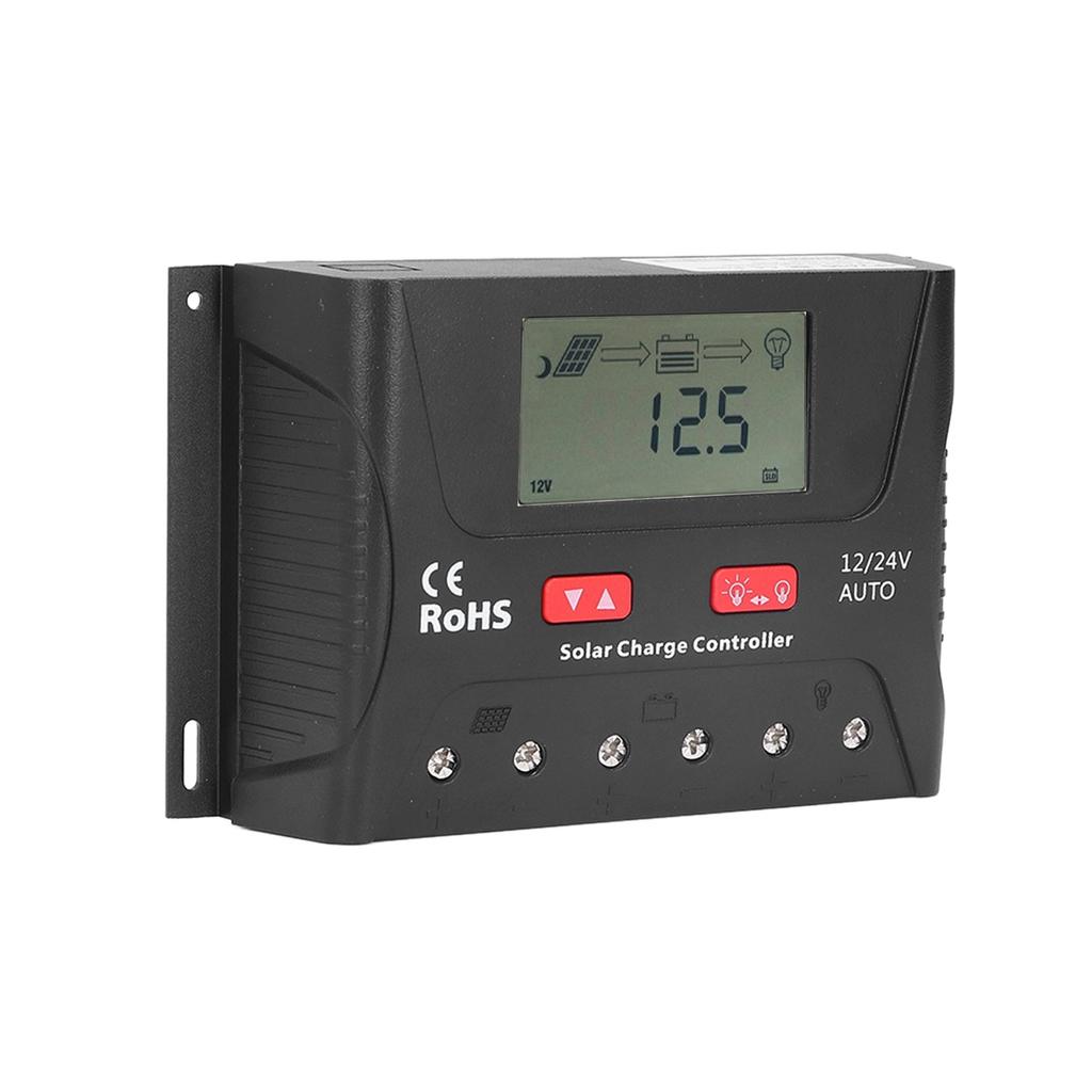 30A 12V/24V PWM Solar Charge Controller Regulator LCD Display Automatic Identification Adjustable Pa