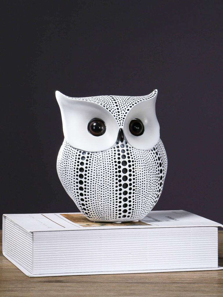 Schwarz/Weiße Eulenstatuen, Harz Tier Skulptur Dekorative Artikel, Heimdekor Handwerk Ausstellungsstücke