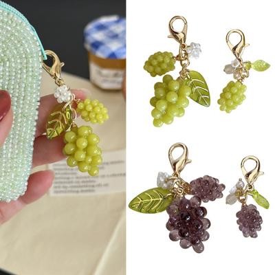 Keychain Pendant Grape Bunch Shape Purse Pencil Case Pendant with Universal Lobster Clasp Decorative Keyring Charm