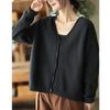 Plus Size Women's Autumn Winter Sweaters Vintage Knitted Cardigan V-neck Full Sleeved Sweater Loose Casual Tops