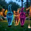 2D Flat Neon Color Cat Garden Stake Whimsical Animal Yard Decor for Outdoor Garden Flowerbed Standout Ornament