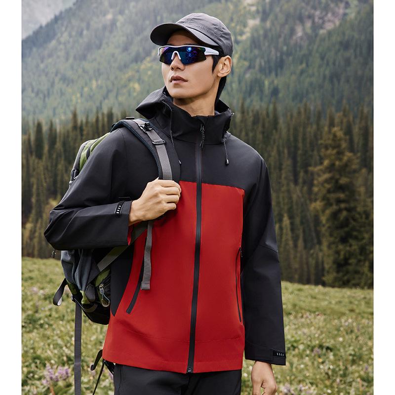 Stylish Unisex Waterproof Windproof Color Block Jacket for Hiking and Workwear