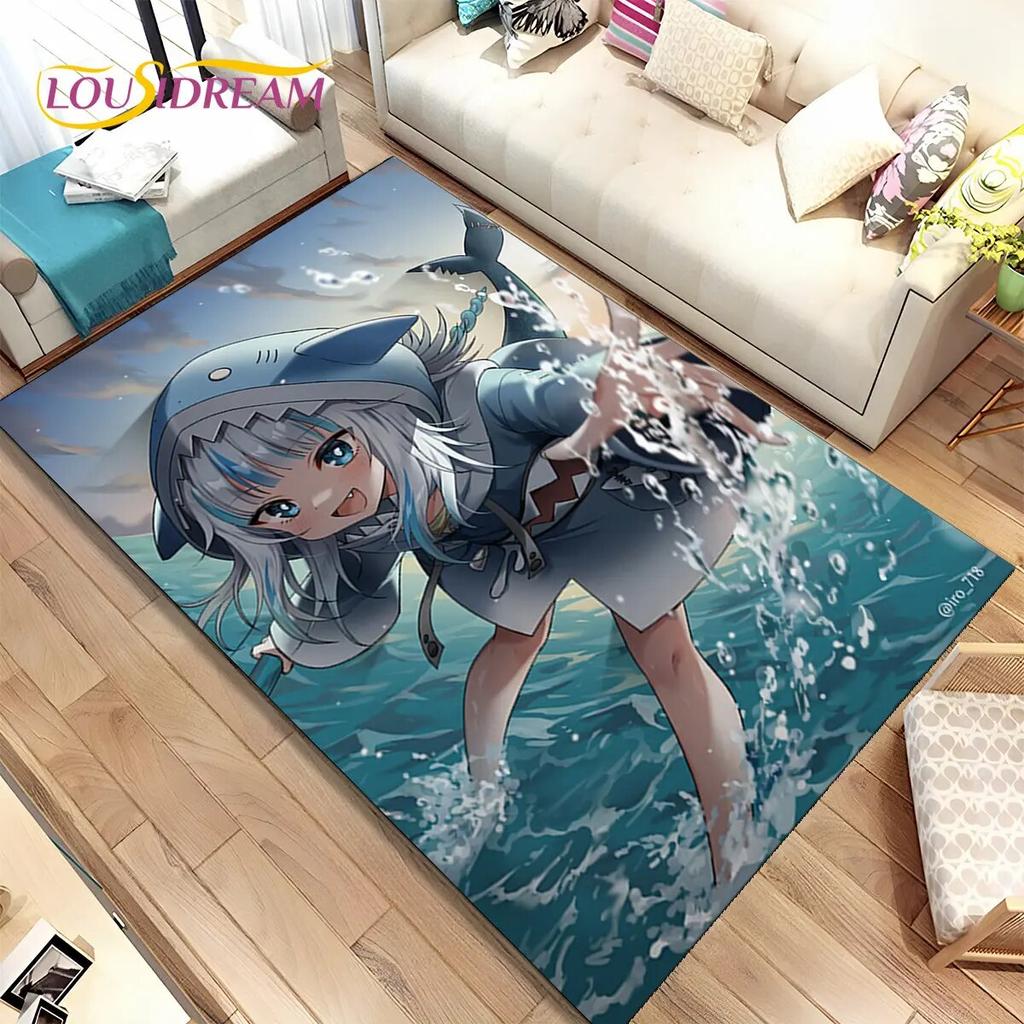 Gawr Gura Hololive Cute Anime Area Rug Large,Carpet Rug for Living Room Bedroom Sofa Doormat Decoration,kids Non-slip Floor Mat