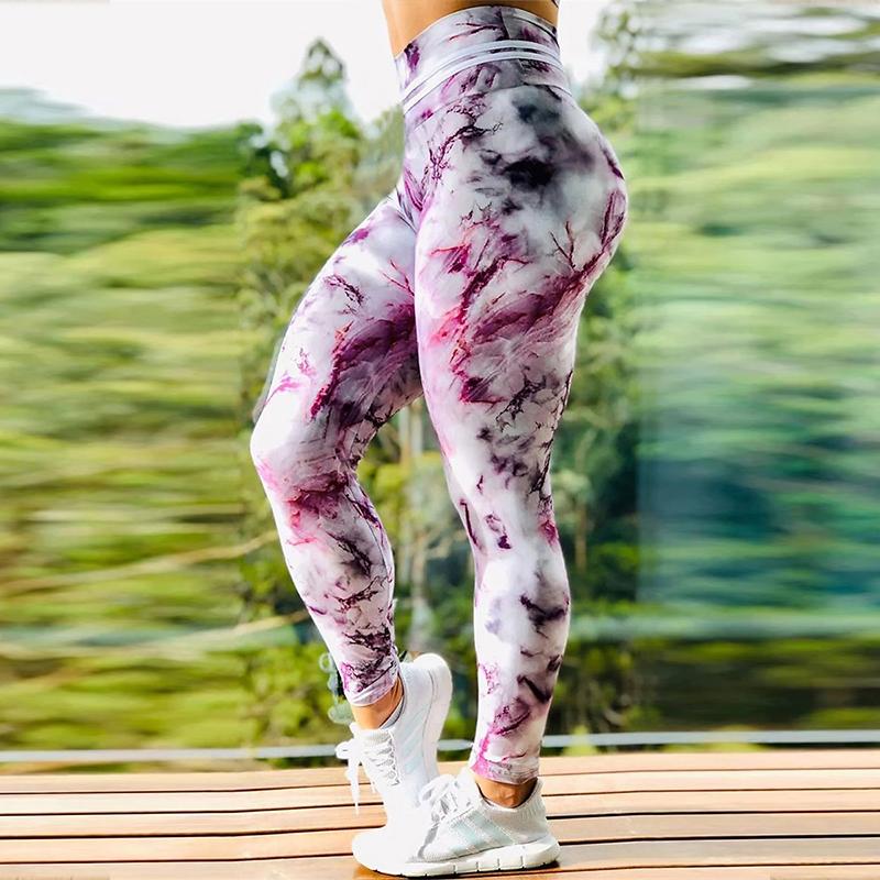 Damen Leggings mit Farbmischung und Prints, Stretch-Yoga-Leggings, Fitness, Laufen, Fitnessstudio, Sport, aktive Hose