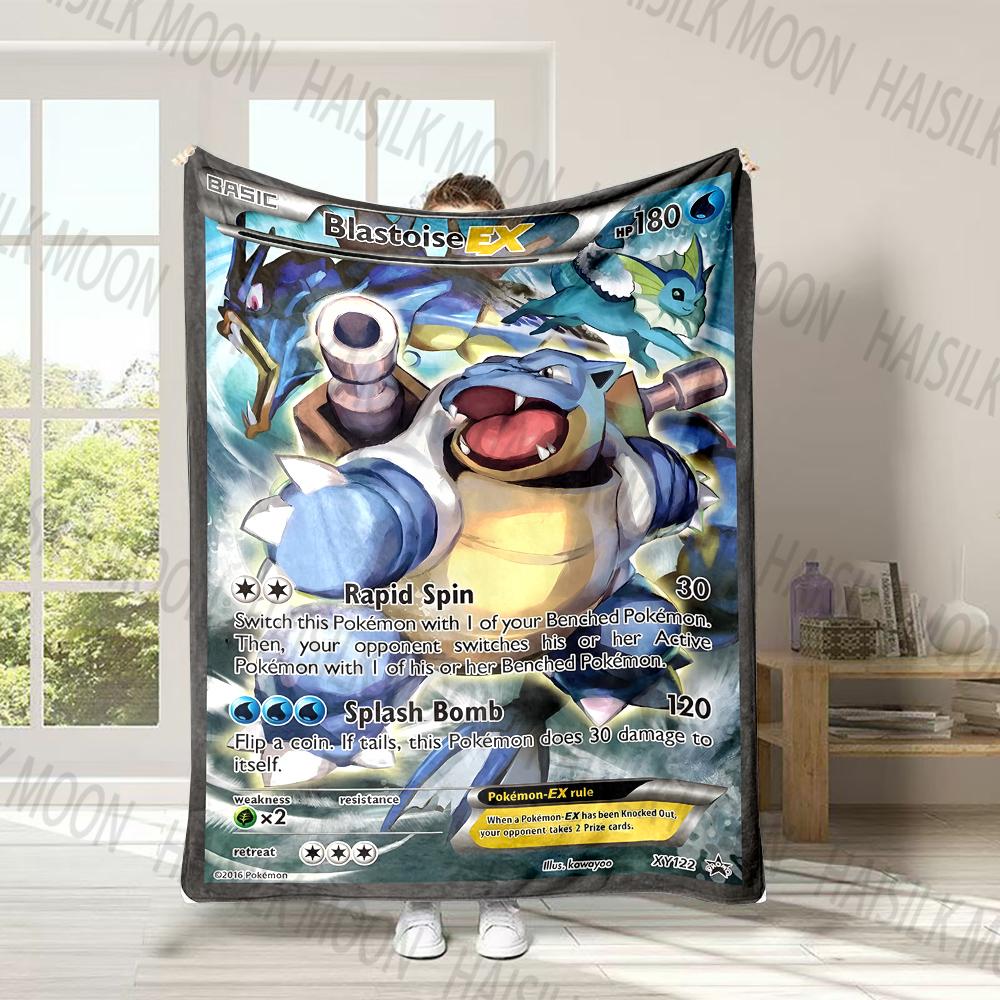 P0kem0n Cards Squirtle Print Blanket for Couches, Soft Cozy Blanket, Lightweight Fuzzy Plush Warm Throws for Winter Fall, Gifts