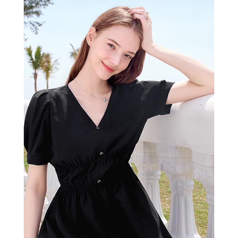 Betu Women's V-Neck Puff Sleeve Midi Dress