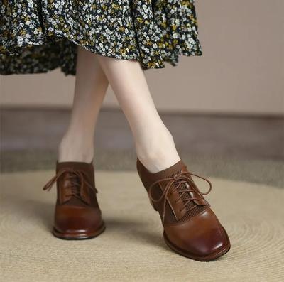 Women's Shoes  Fashion Front Lace-up Women's High Heels Fashion Square Toe Office and Career New Plus Solid Size Heels Women