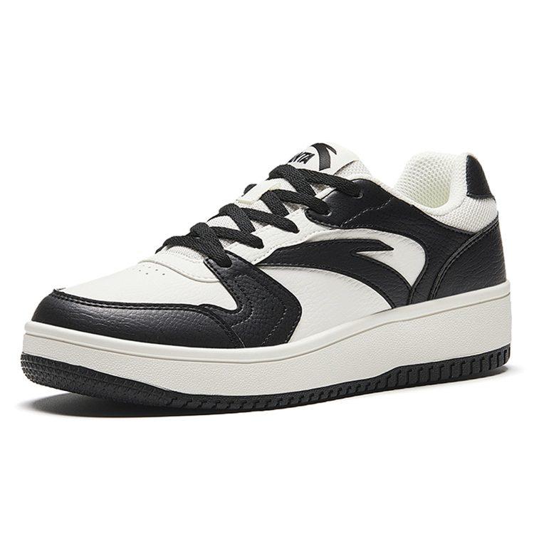 Anta First Year Abrasion Resistant Height Increasing Low top Skateboard Shoes Women's Black White 922628068F-4