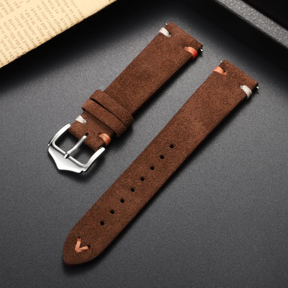 

М який замшевий ремінець для годинника з телячої шкіри 18 мм 20 мм 22 мм Ручна прошивка Ремінець зі шкіри корови для Omega для Seiko Smartwatch Браслет 22mm