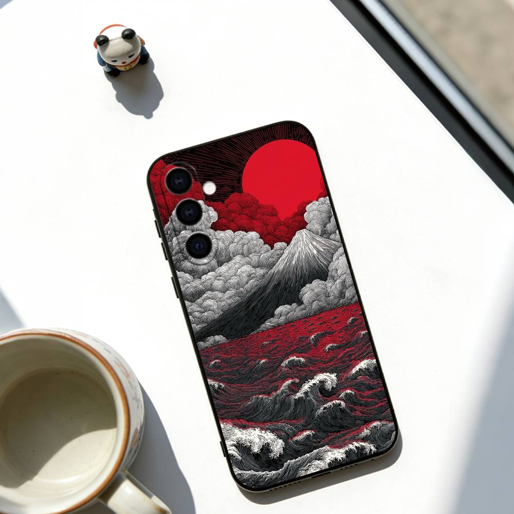 

Great Wave Kanagawa Anime Phone Case For Samsung Galaxy A73,A72,A71,A70,A53,A52,A51,Soft Silicone Black Cover Samsung a30 a20