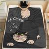 Lucifer Cartoon Cat Flannel Throw Blanket Cute Dark Cat Heart Pattern Soft Lightweight Home Blanket