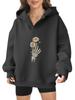 2025 new European and American Halloween women's hooded sweater front and rear pattern winter fleece loose casual
