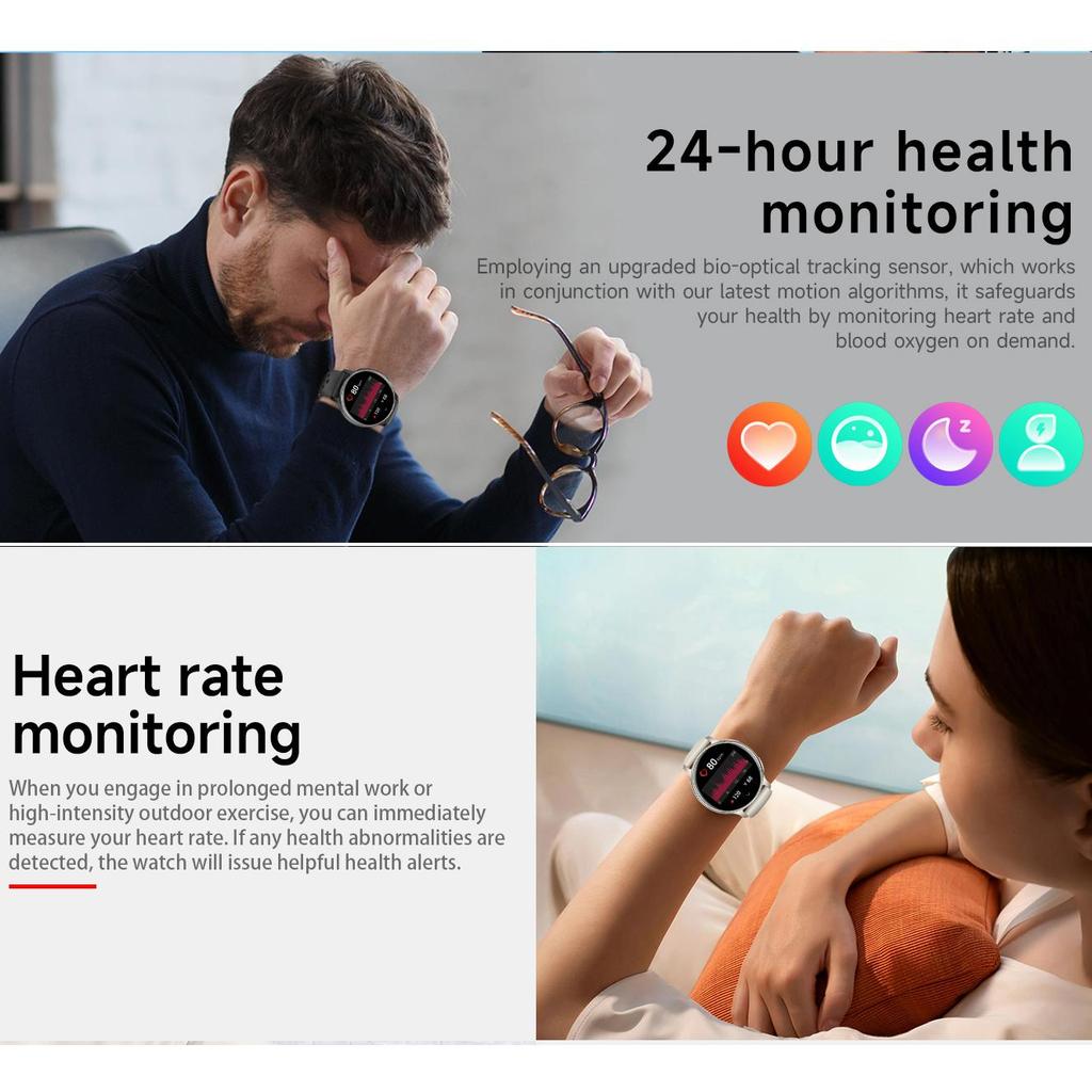 Bluetooth Smartwatch with AMOLED 1.32-inch display, LED flashlight, compass, and outdoor features