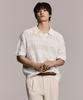 Multi-Crochet Slit Neck Knitted Polo Shirt [Ivory]
