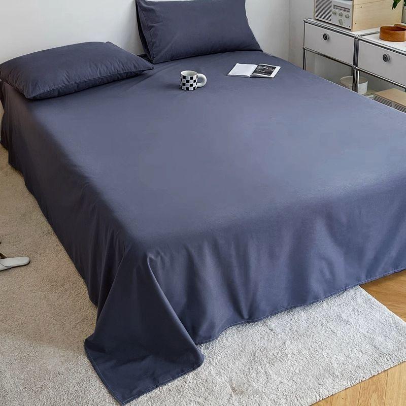 Ins Solid Color Minimalist Skin-friendly Full Coverage Bed Sheet for Single & Double Student Dormitory