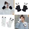 Winter Warme Handschuhe Flauschige Tier-Fäustlinge Plüsch-Panda Halbfingerhandschuhe mit Klappdeckel Warme Handschuhe für Kaltes Wetter