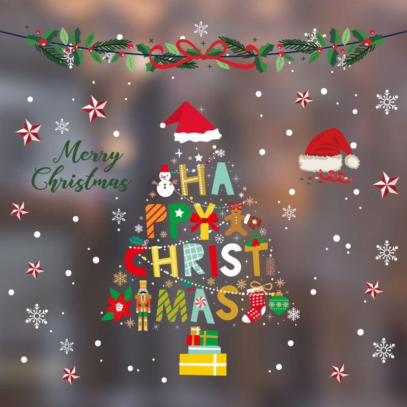 New Pvc Christmas Static Cling Window Decor Featuring Festive Santa Claus Design