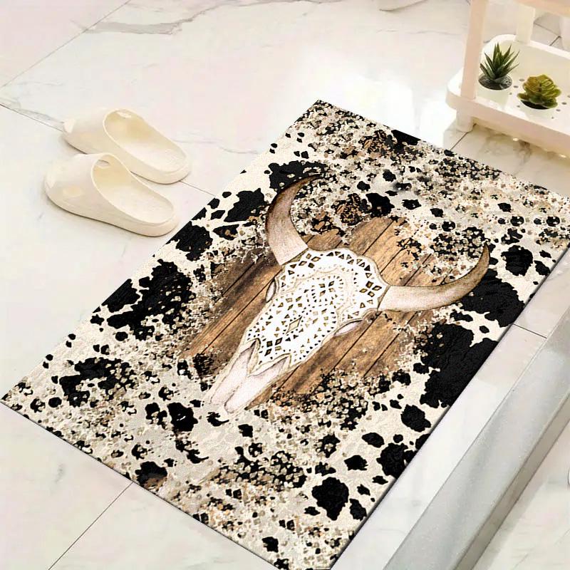 Western Cow Skull Carpet Rug for Living Room Bedroom Home Sofa Decoration,Kids Play Non-slip Floor Mat