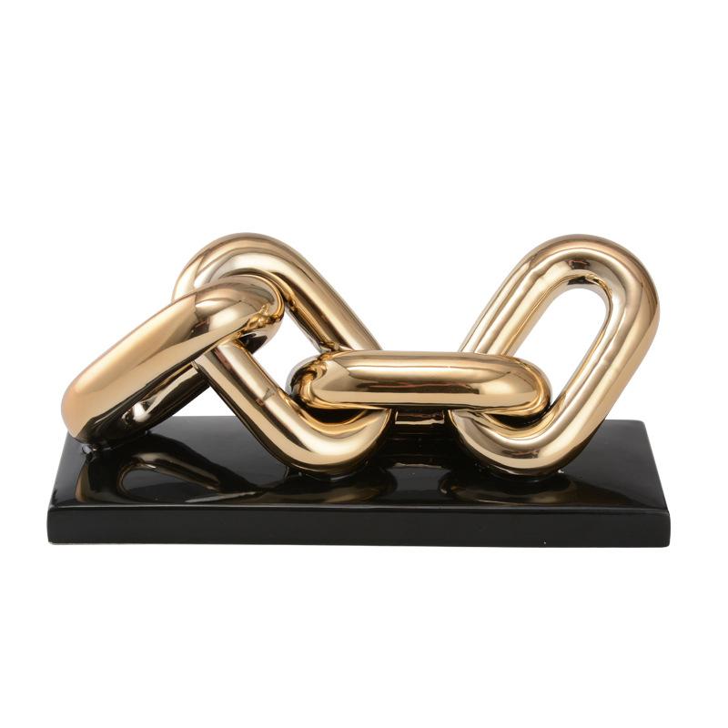 Ceramic Handicraft Golden Chain Skeleton Lock Ceramic Furniture Gold Ring Decorative Figurines Home Decoration Accessories