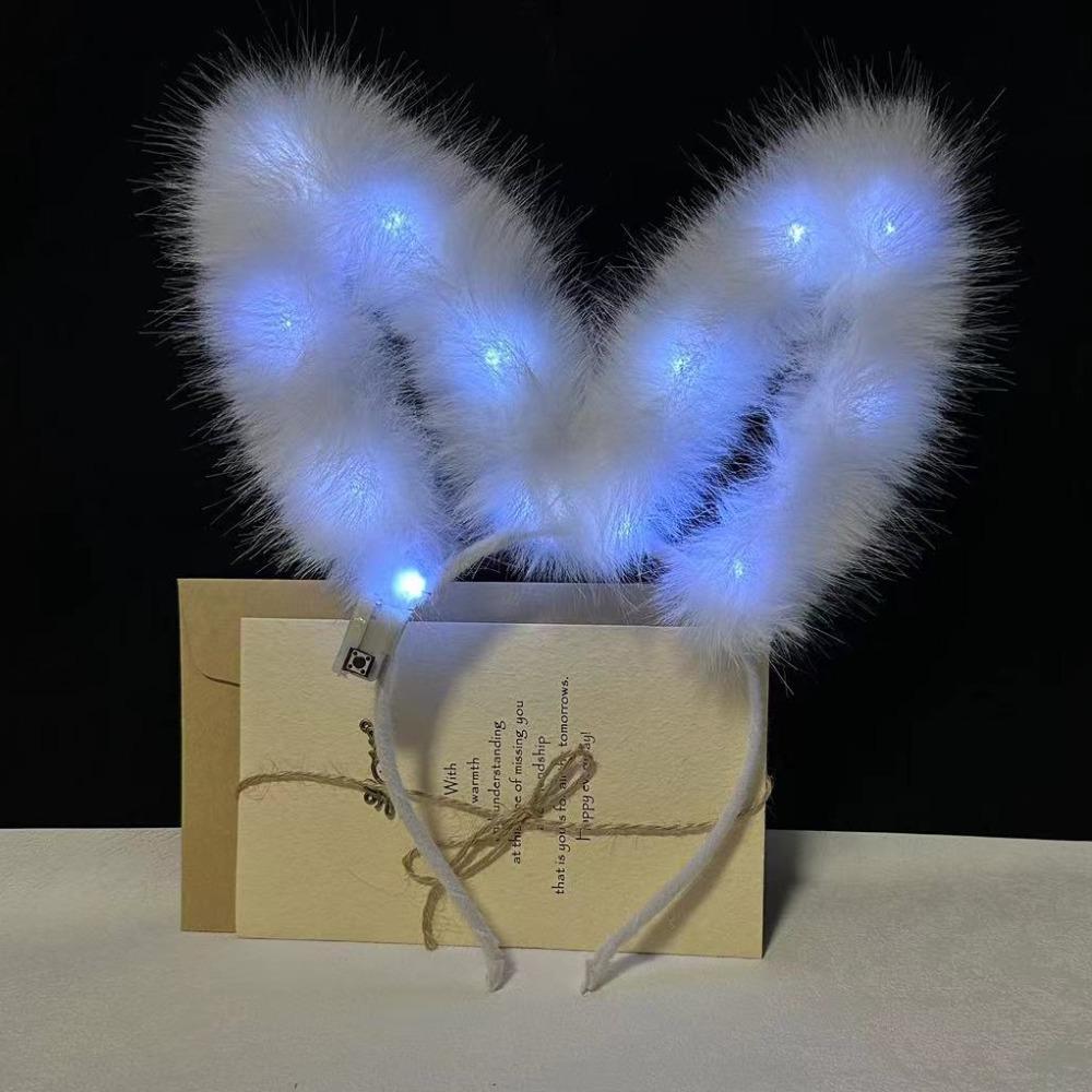 Realistic Rabbit Ear Hairband Funny Luminous Bunny Headband Glowing Plush Headband  Live House