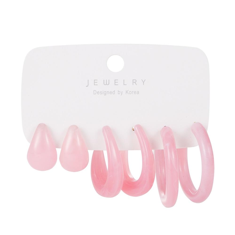 Retro Temperament Resin Earrings Pure Color Simple Earrings 6-piece Set of Geometric Gentle Simple Earrings
