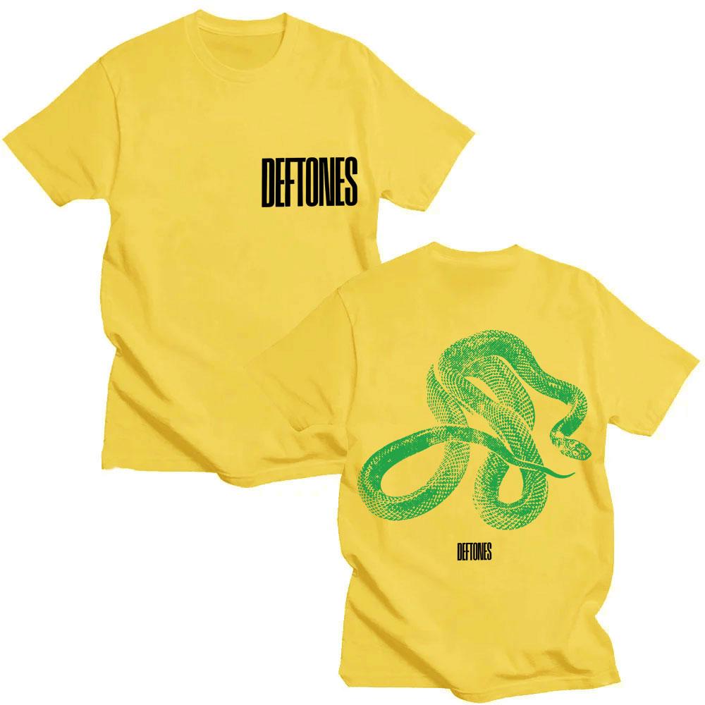 Rock Band Deftones Green Snake Print T Shirt Private Music Album Vintage Fashion T-shirt Cotton Loose Men Women Gothic T Shirts
