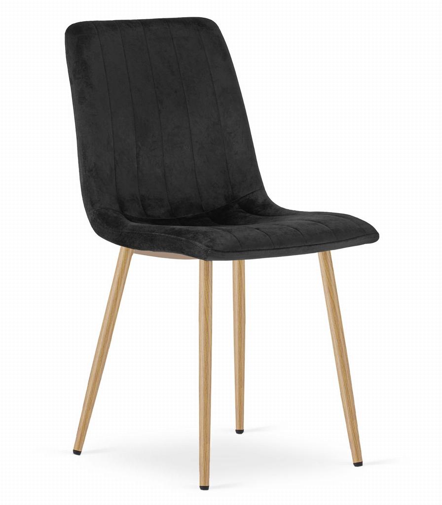 LAVA Chair - Black Velvet / Wood Color Legs X 4
