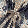 Elegant Vintage Palace Evening Dress Women Long Party Dress Spring France Print Sashes Tying Luxury Festival Clothing New Female