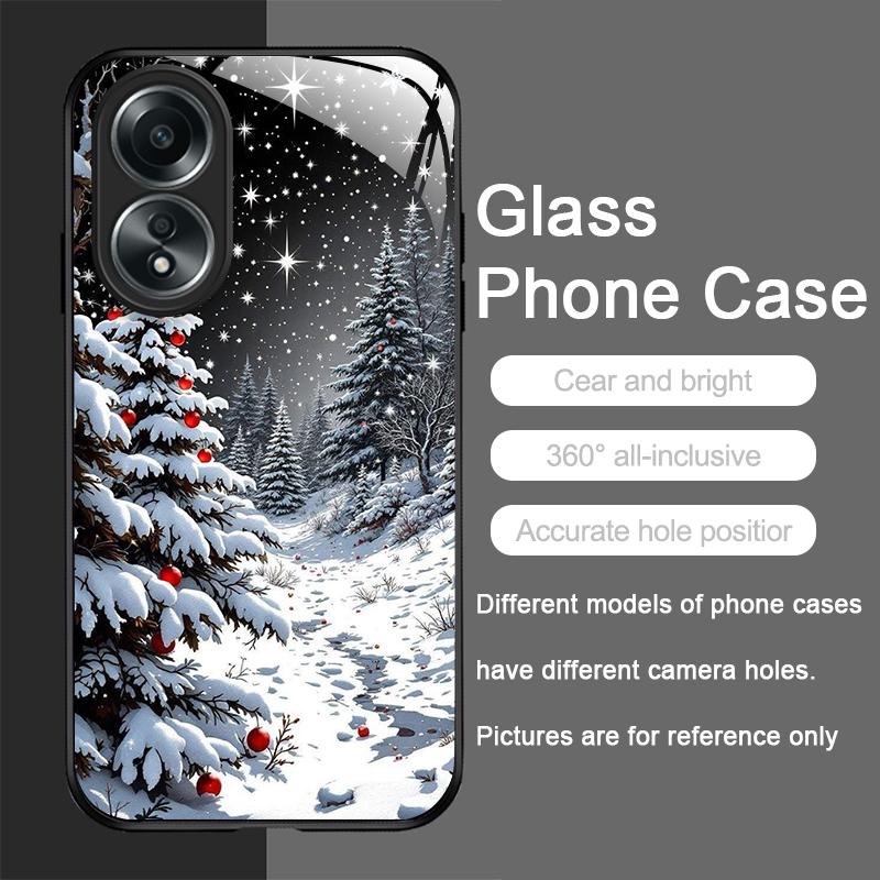 Künstlerisches Cartoon-Weihnachtsbaum-Muster Gehärtetes Glas Handyhülle für OPPO Realme 13 Pro Plus 12 11 10 C55 X7 GT Neo 2 3T Hülle