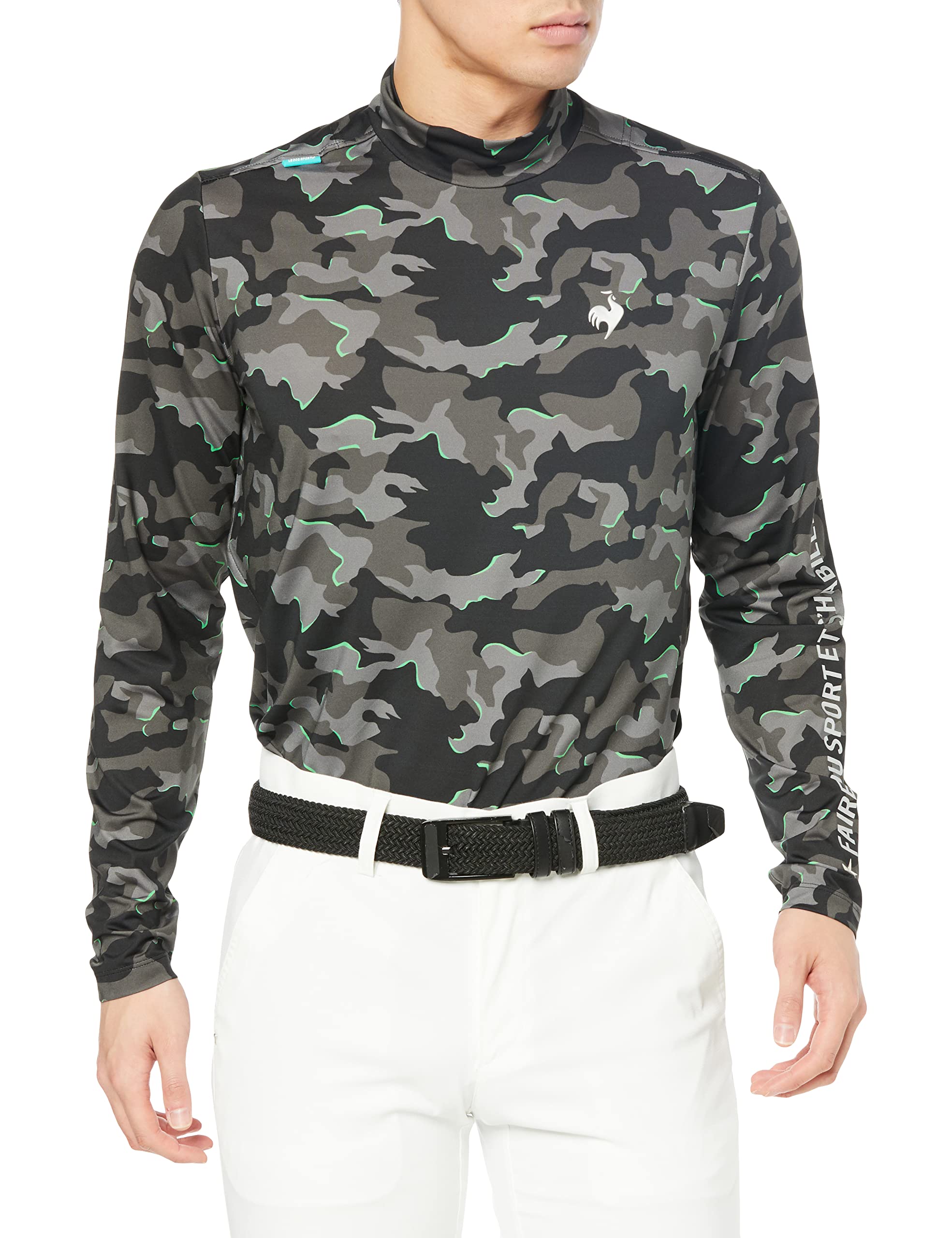 

Coq Sportif high UVCUT BK00 equivalent to Japanese size M [Le Golf] Long-sleeved shirt, neck, sweat-absorbing, stretch, ECO, camouflage, golf,