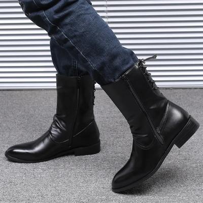Frühlings- und Herbst-Spitzstiefel für Herren UK 2025 Koreanische Ausgabe Hoher Schaft Lederschaft Herrenstiefel Modetrend