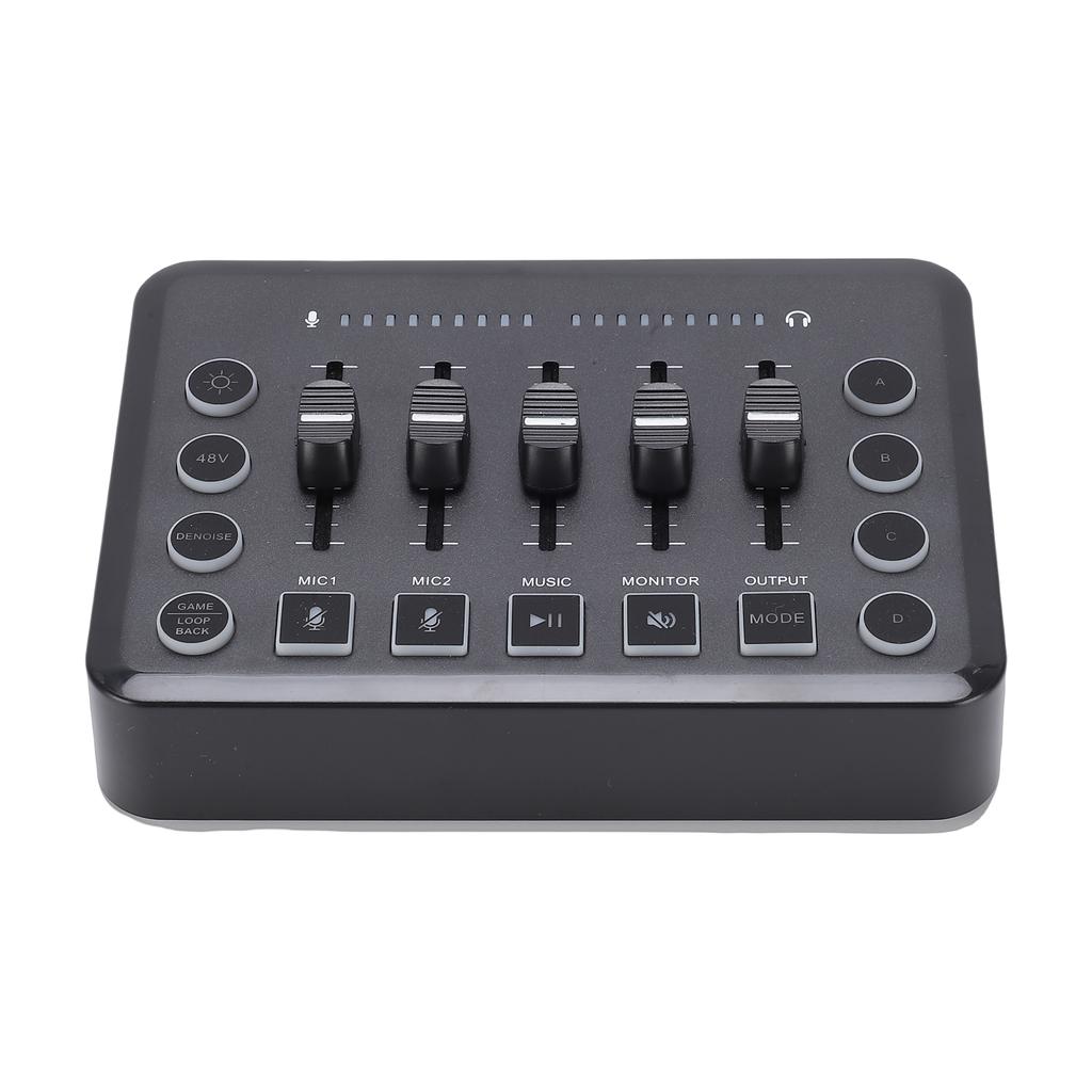 Wireless Live Streaming Sound Card Mixer, Noise Reduction, RGB Lights, 4 Custom Recording Buttons, BT5.0, Compatible