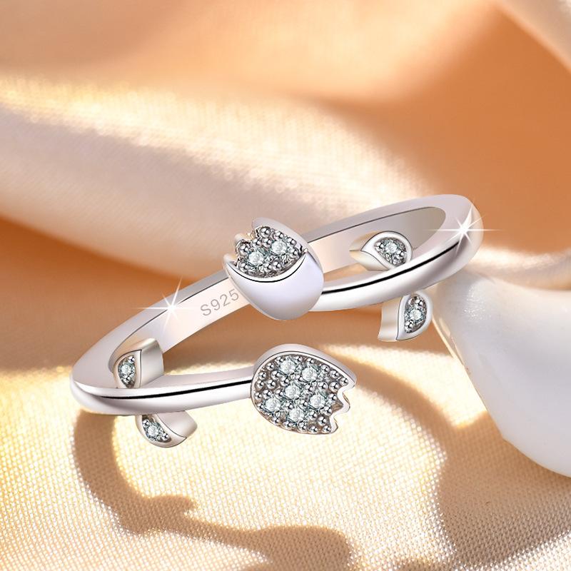 Original 925 Silver Ring High Quality Adjustable Opening AAA Zircon For Women Wedding Fine Fashion Jewelry Gift