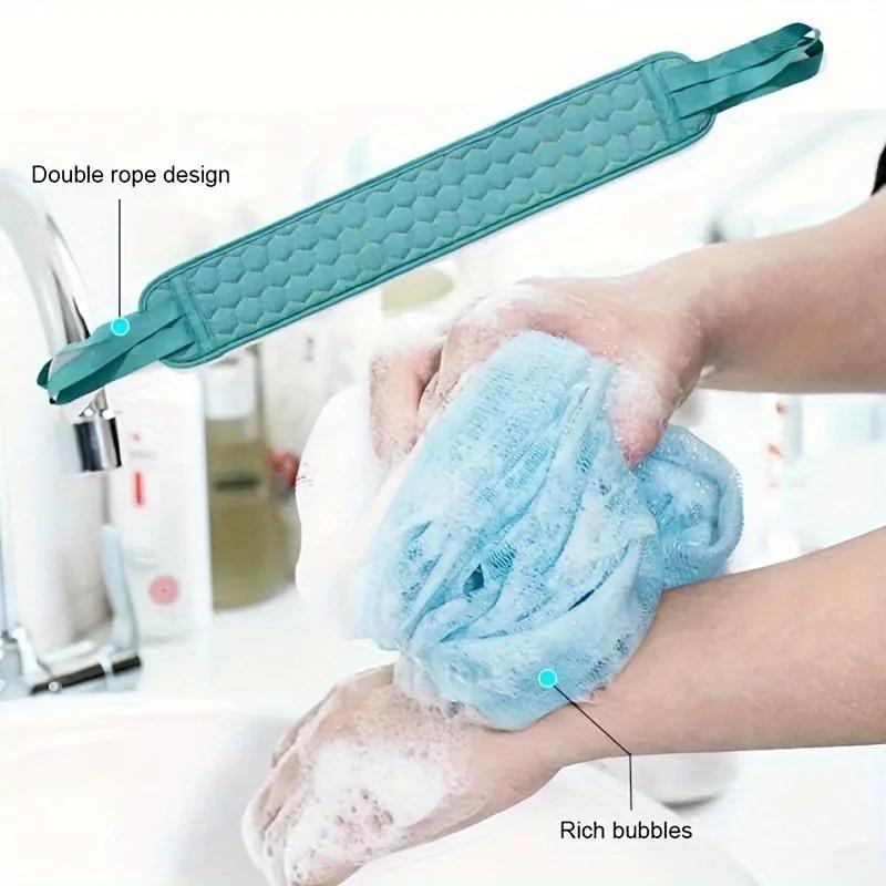 Bath Towel Shower Three Piece Set, Thickened Mud Cleaning Bath Ball Combination Set, Pull Back Strip Long Back Towel