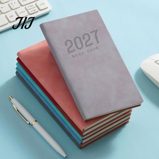 2027 Pocket Planner A6 Weekly Planner, 365 Day English Schedule Notebook Gift for Students Professionals with Ribbon Bookmark, Portable Efficiency