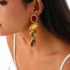Exaggerated Colorful Crystal Long Pendant Earrings  for Women Elegant Geometric Piercing Earrings Wedding Bridal Y2K Jewelry