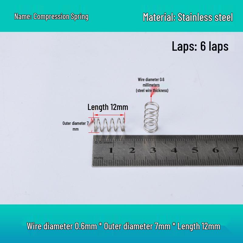 Y-förmige Edelstahl-Druckfeder, 0,6 mm Draht, 7-12 mm Außendurchmesser