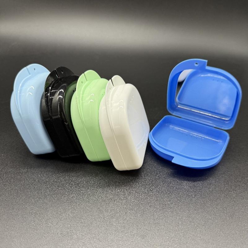 1/5 Pcs Denture Tray Box With Mirror Dental Retainer Box Case Plastic Teeth Container Denture Box False Teeth Protective Case