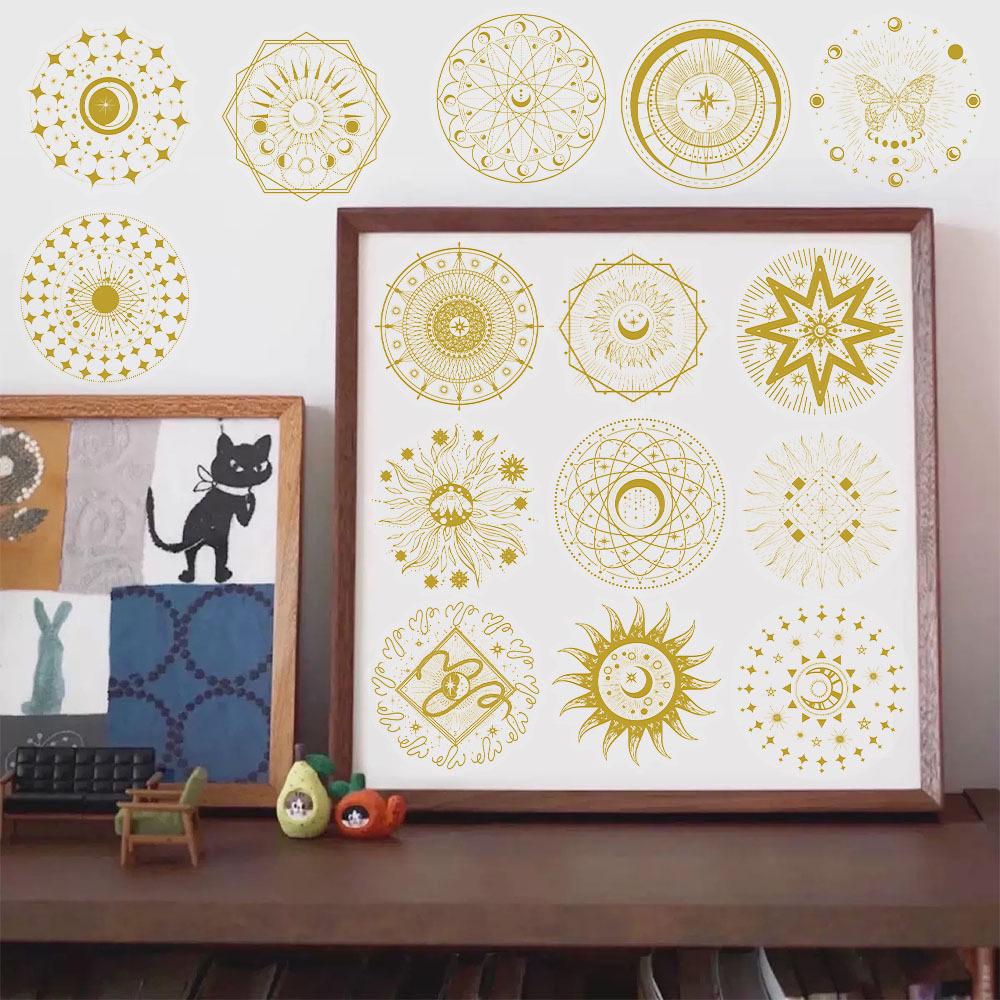 50 Magic Moon & Sun Hot Stamping PET Transparent Stickers - 50 Sheets/Set for DIY Decoration