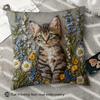 1pc Pillowcase, 2D Flat Printing, Single-Sided Print (No Pillow Insert), 17.72 X 17.72 Inches (45 X 45 Cm), Non-Real Embroidery, Vintage Elegant Cat F
