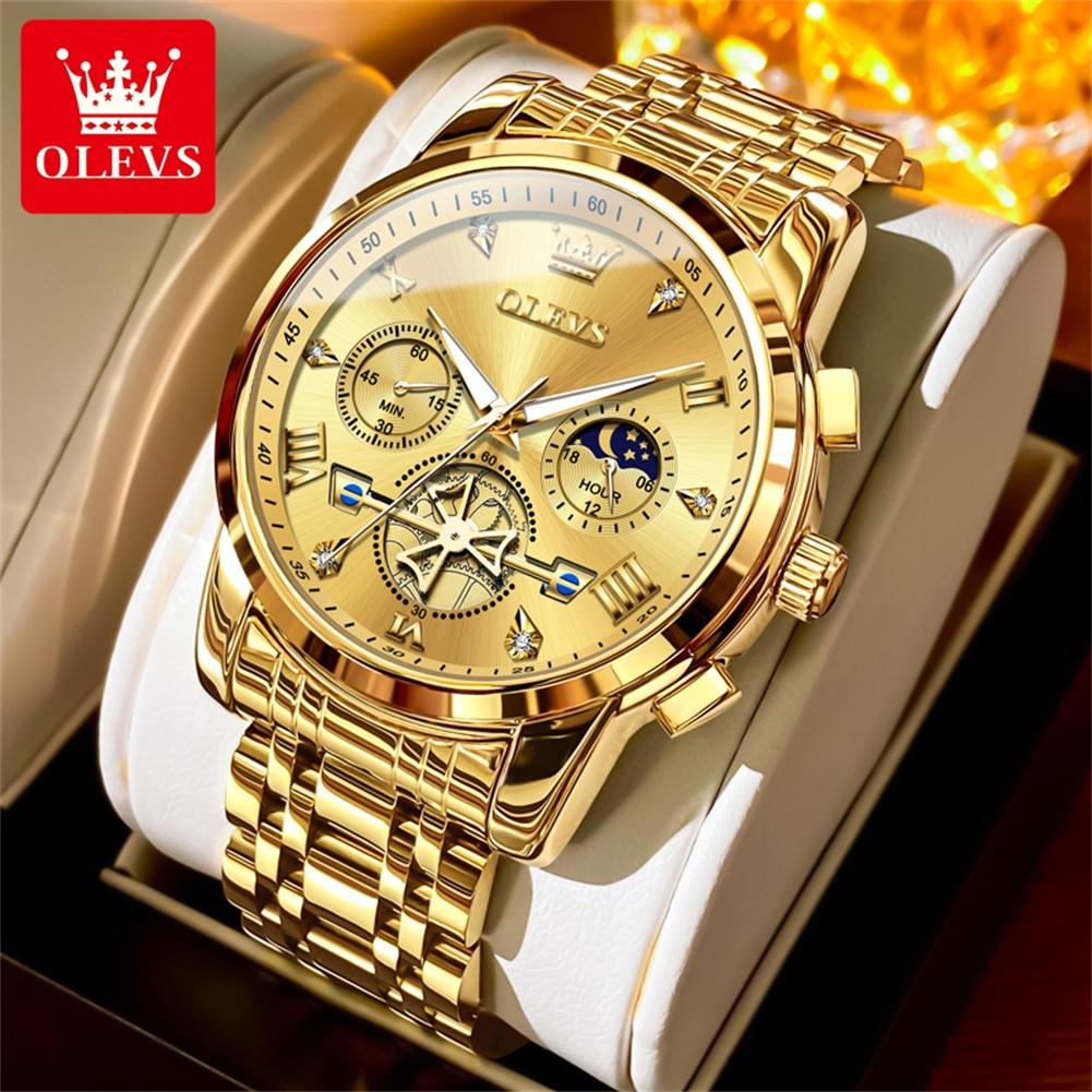 OLEVS 2856 Best Seller Man Watch 24H Moon Phase Chronograph Waterproof Luminous Original Luxury Brand Quartz Wristwatch for Men