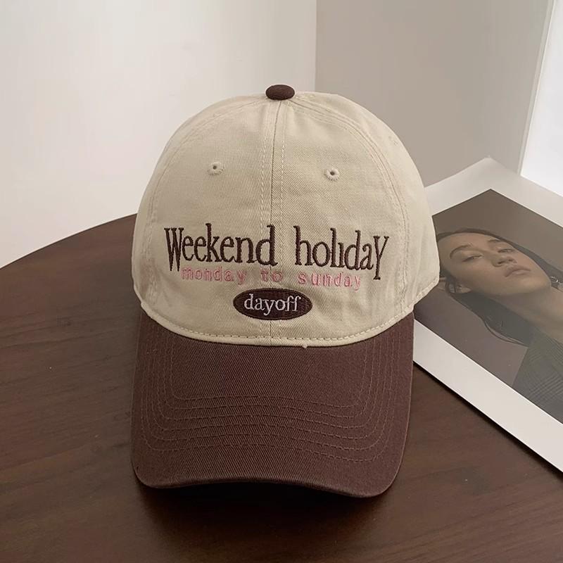 Women's Retro Color-Block Korean Baseball Cap: Face-Slimming, Wide-Brim, Versatile Duckbill Hat for Large Head Circumference