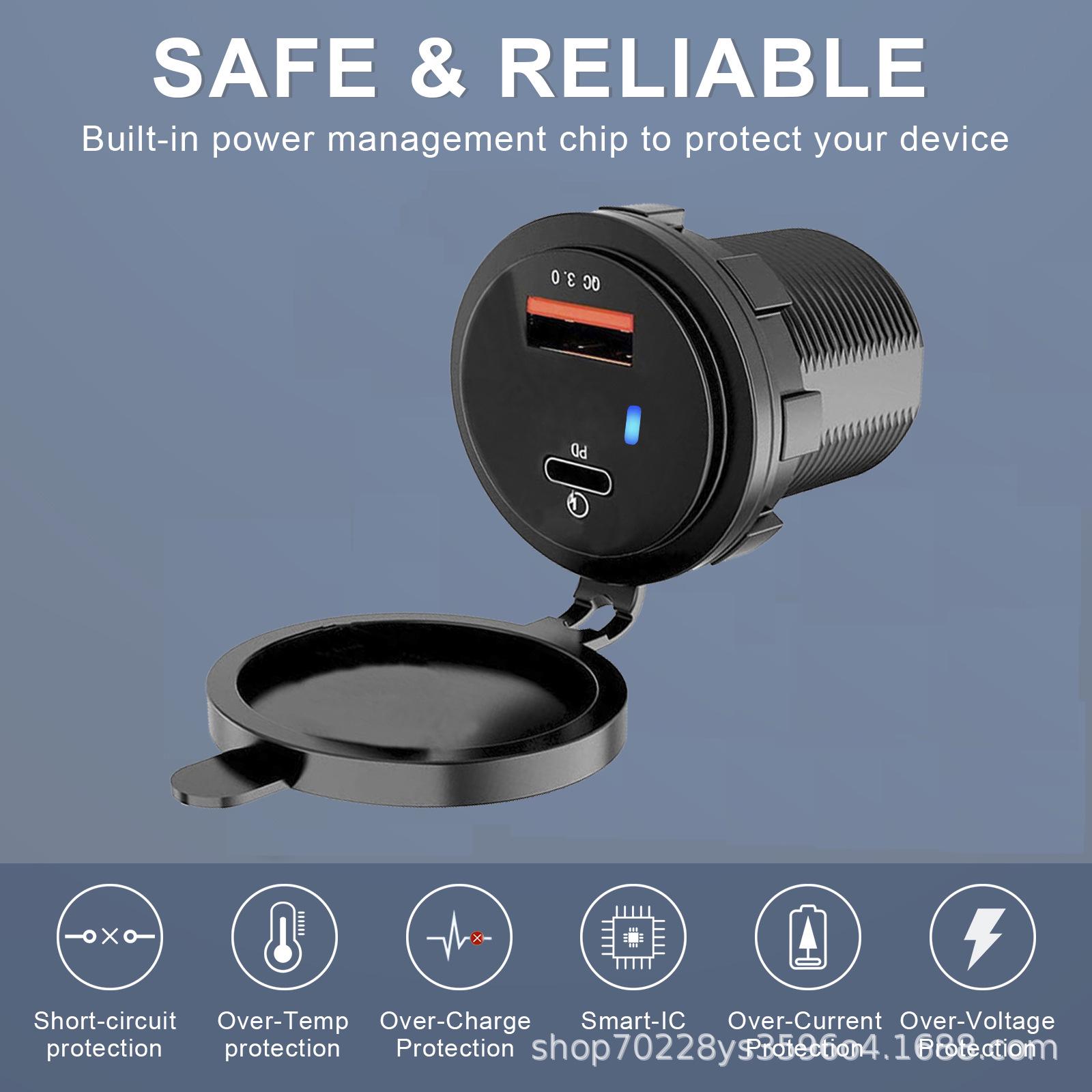 

30W Dual Port QC+PD Fast Car Charger for 12-24V Vehicles
