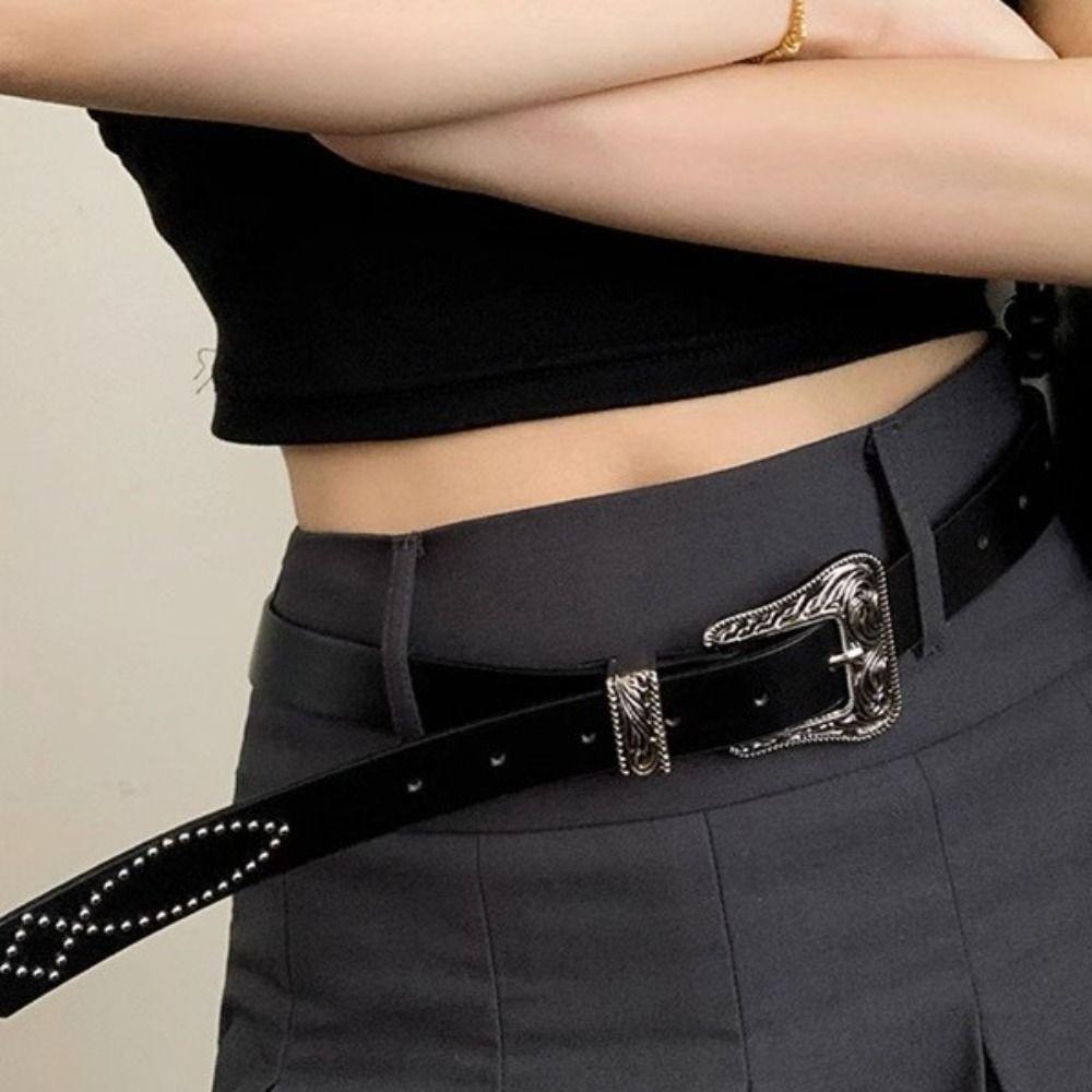 Pu Leather Y2K Jeans Belt Vintage Women's Waist Belt Fashion Punk Style Belt  Party