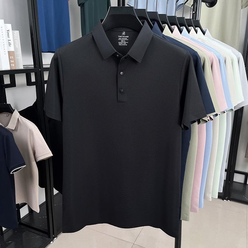 Summer Men's Short Sleeve T-Shirt Lapel Collar Polo Shirt Middle-Aged & Young Casual Versatile Top