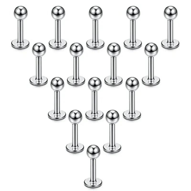 

15Pcs 16G Stainless Steel Lip Rings, Labret Nose Studs Piercing Monroe Nose Studs Cartilage Tragus Helix Earring 6/8/10/12mm 6mm-0.24in