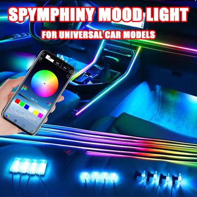 Luci Ambiente Auto a Colori Completi Universali Controllo Telefono 64 Colori RGB LED Interno Striscia Lampada Atmosfera Acrilico Nascosta