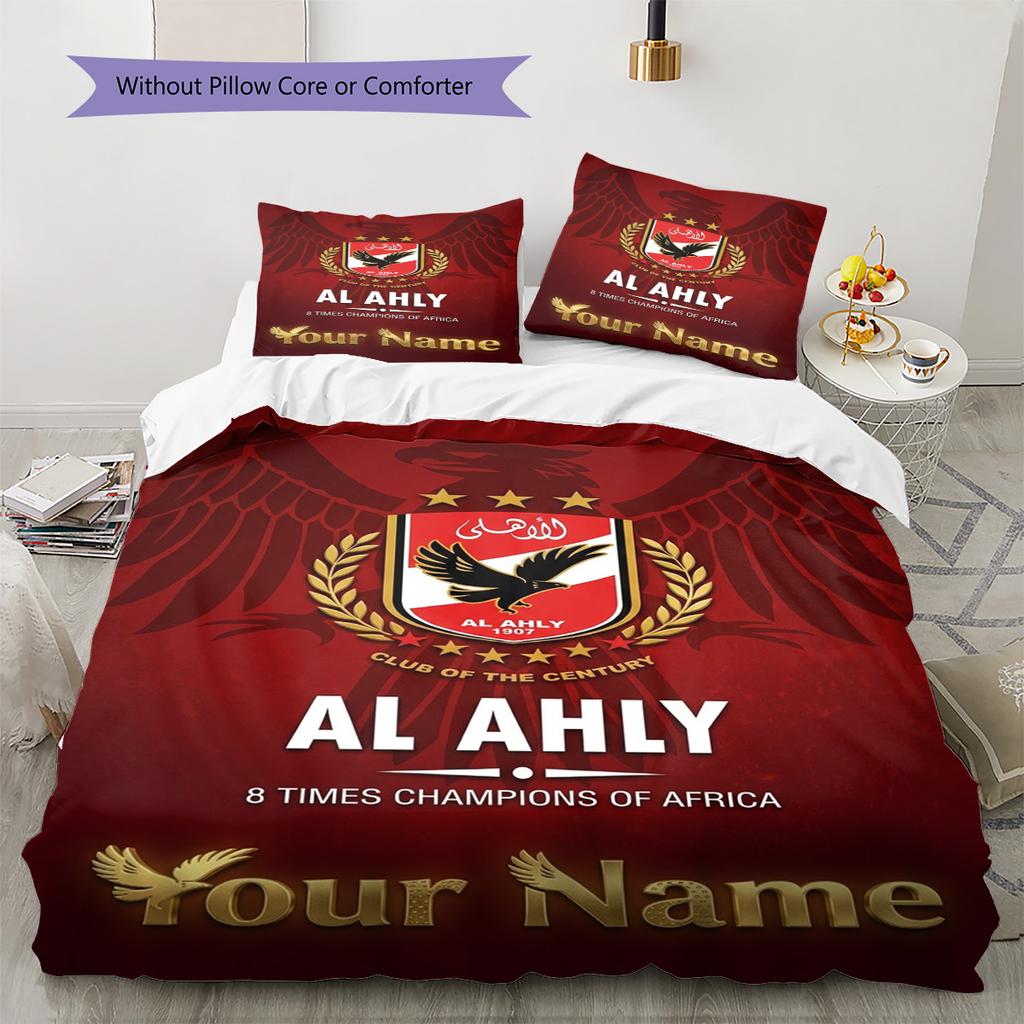 Name Custom Al Ahly Sporting Pattern Bedding Set Quilt Cover Pillowcase Home Decor Gift (1 * duvet cover + 2 * pillowcase, without core)