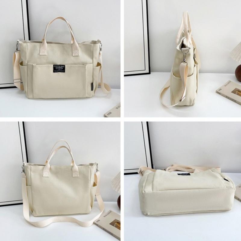 Damen Canvas Tasche Große Kapazität Einfach Student Schultertasche Arbeit Pendeltasche Handtasche Tragbar Umhängetasche Multifunktionale Tragetasche Damen